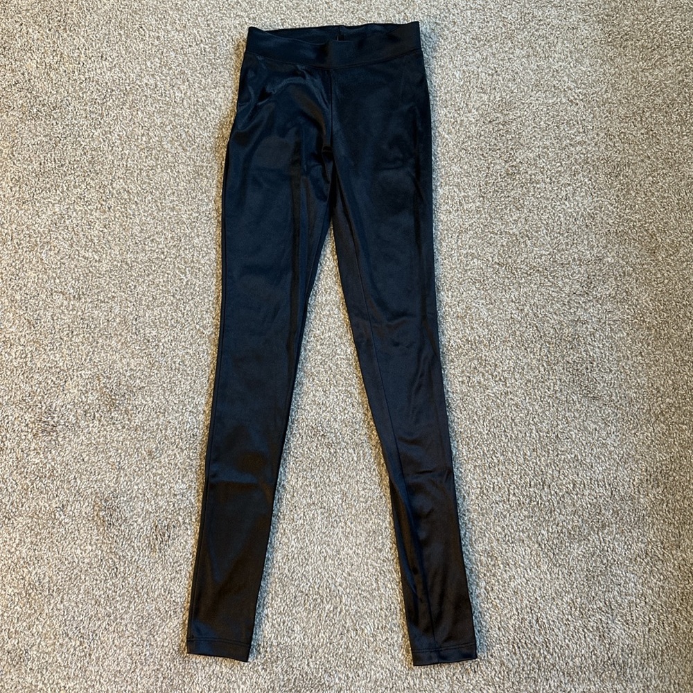 Express Black Satin Stretch Leggings XS